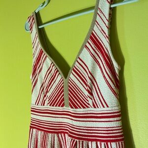 Anthropologie Red and White striped Dress